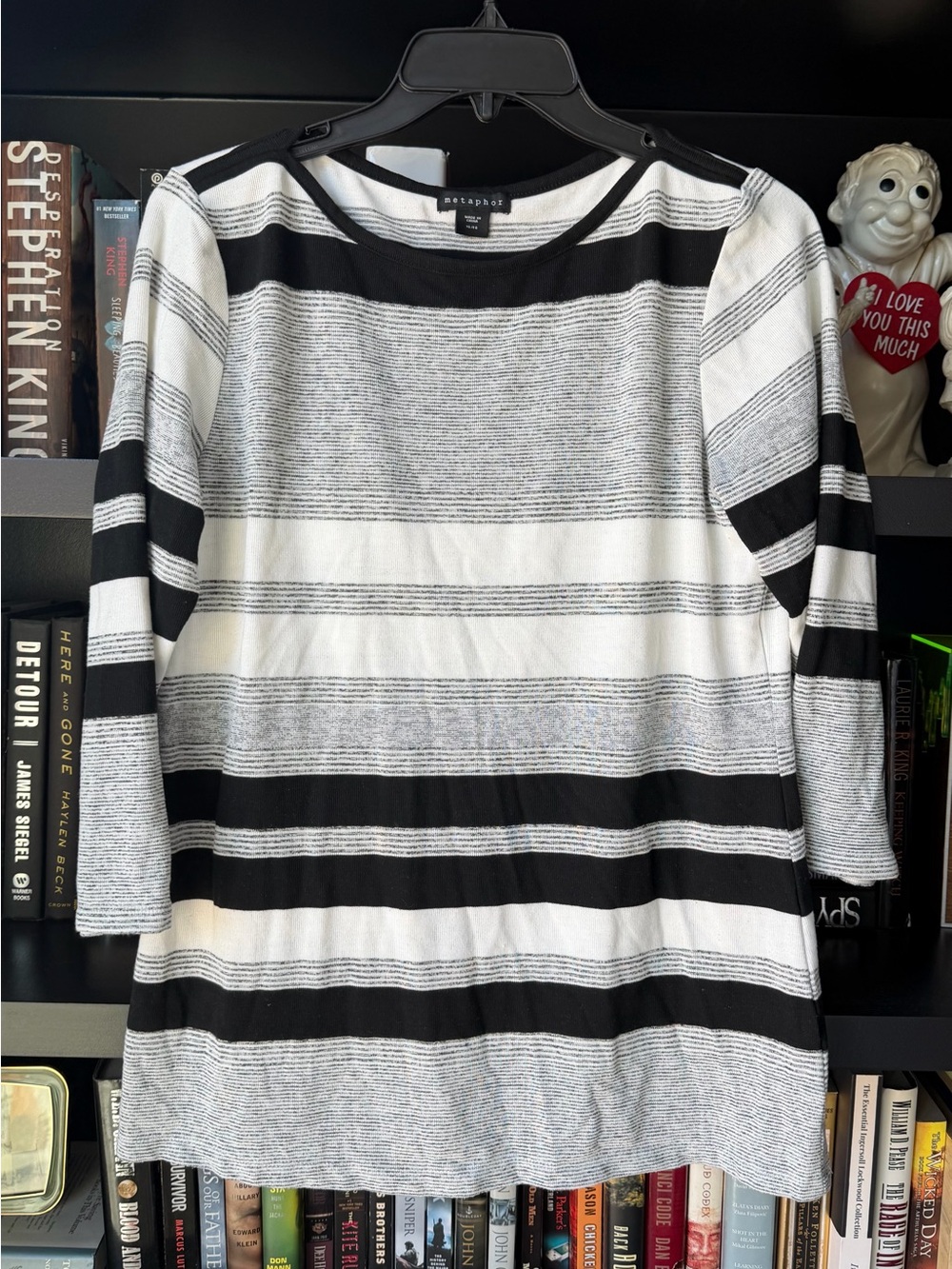 Metaphor Black and White Striped Long Sleeve Tee